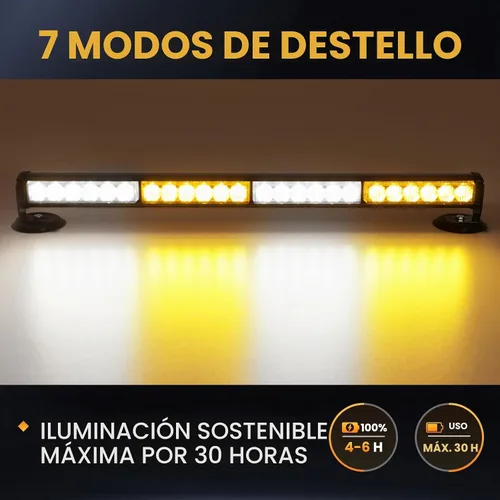 Vista 2 de Barra de luces estroboscópicas LED de emergencia inalámbrica ámbar