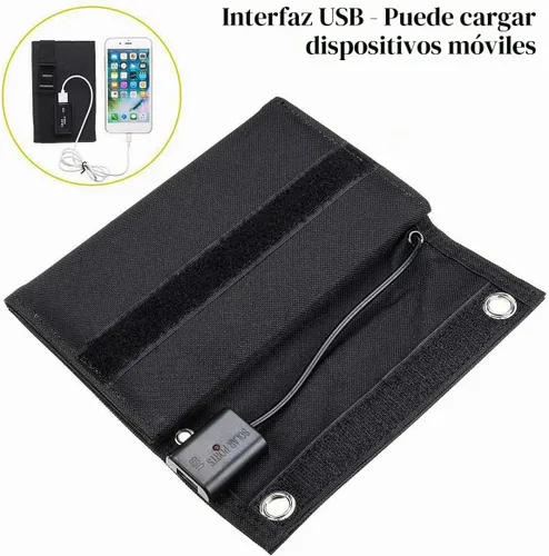 Vista 3 de Cargador de panel solar portátil de 25 W, salida de 15 W, 5 V, 1.5 A, 2 USB, cargador de panel solar plegable para computadoras portátiles