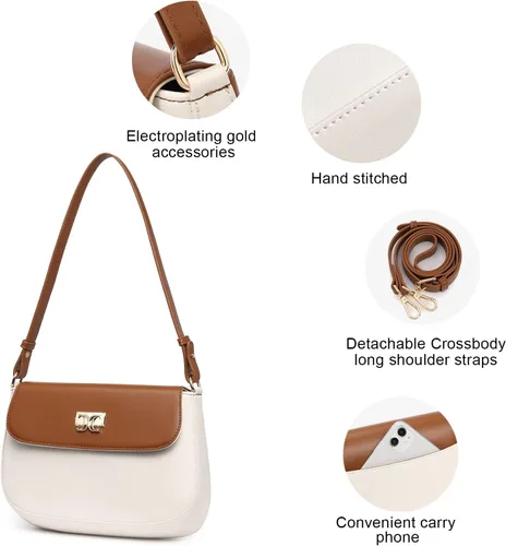 Vista 4 de CLUCI Monederos para mujer, bolso de hombro pequeño, lindo embrague de diseñador, bolsos de cuero cruzados, bolso Hobo, Hobo