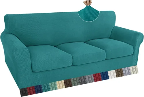 Vista 23 de ZNSAYOTX 2 fundas para sillas con brazos para sala de estar, súper suave, con funda de cojín de asiento, gruesa, duradera, mezcla de elastano, alta