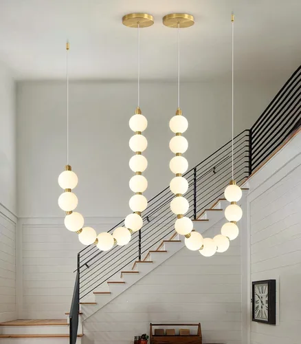 Vista 9 de Candelabros modernos LED regulables, bolas de acrílico, iluminación colgante de techo para sala de estar, comedor, dormitorio, luces colgantes