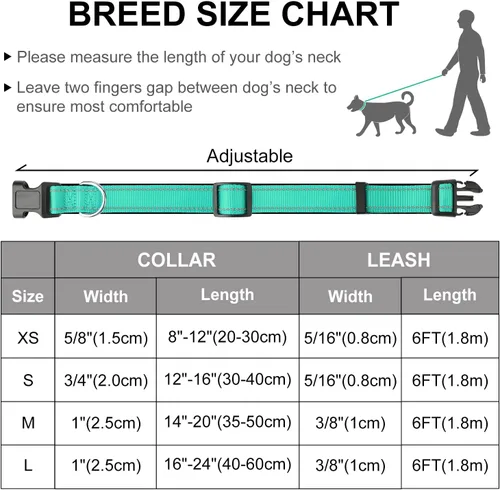 Vista 6 de Dynmeow Juego de collar y correa reflectante para perro, correa de cuerda de escalada fuerte de 6 pies con mango acolchado, collar ajustable