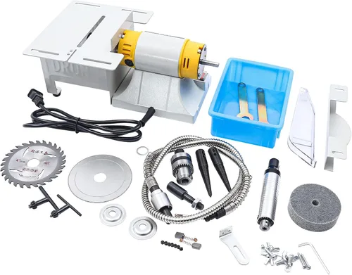 Vista 5 de Máquina de pulir de mesa de jade gema, mini torno máquina herramienta DIY carpintería Torno de madera Fresadora Molienda Perlas de pulido Taladro