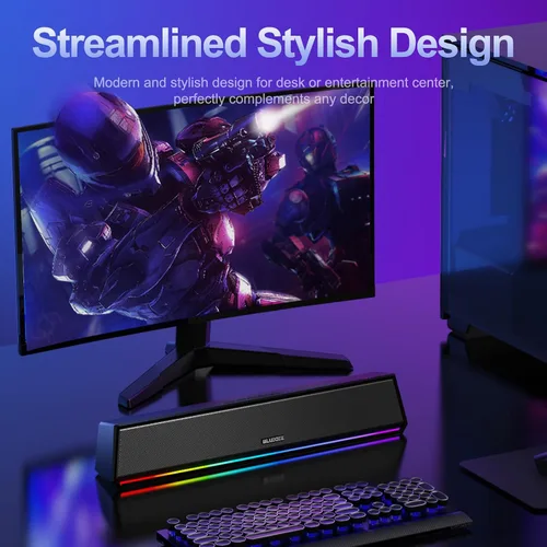 Vista 12 de Bluedee Altavoces de computadora para PC de escritorio, altavoces Bluetooth 5.3 para PC con luz RGB dinámica, barra de sonido de computadora