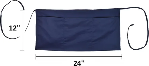 Vista 5 de DALIX Delantales grandes de 24 pulgadas para barman dinero cocina restaurante cintura babero delantal (3 bolsillos) azul marino