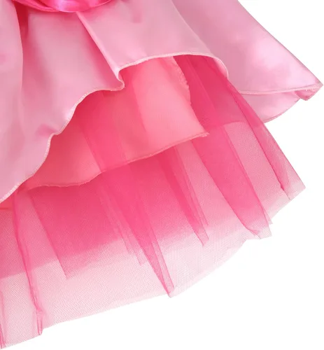 Vista 7 de Tinyones Disfraz de princesa melocotón para niñas, vestido de melocotón con corona para fiesta de Halloween