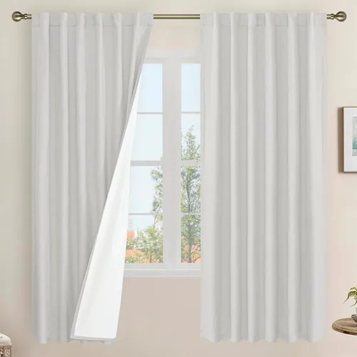 Vista 59 de LAMIT Cortinas opacas cortas de lino de 30 pulgadas para ventanas de cocina sobre el fregadero, cortinas de café texturizadas de lino marfil