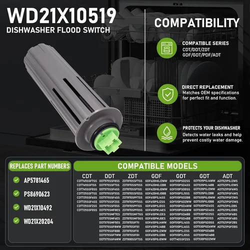 Vista 3 de Interruptor de inundación para lavavajillas WD21X10519 para lavavajillas Ge reemplazar WD21X20204 WD21X10492 PS8690623 Interruptor de inundación