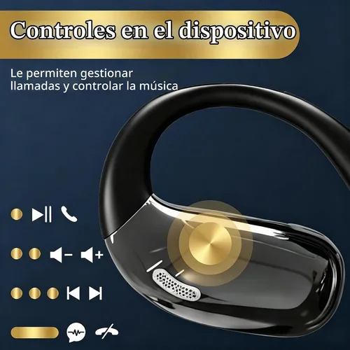Vista 5 de Auriculares de oído abierto, auriculares inalámbricos con pantalla digital Negro