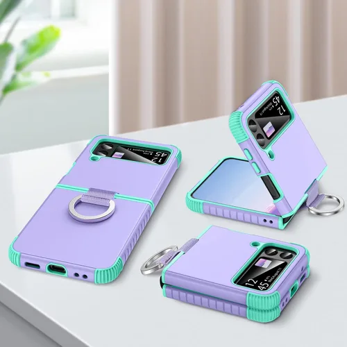Vista 6 de [Usado] BENTOBEN Funda para Samsung Galaxy Z Flip 4, Z Flip 4 5G, resistente 2 en 1, cuerpo completo, resistente, a prueba de golpes, con anillo