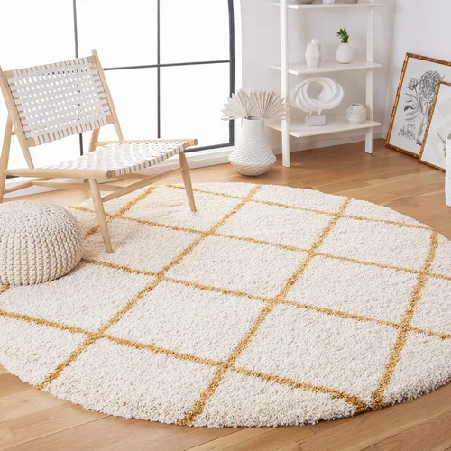 Vista 91 de SAFAVIEH Hudson Shag Collection - Alfombra decorativa de 2 x 3 pies, color beige y marfil, diseño moderno de enrejado, no desprende pelusa