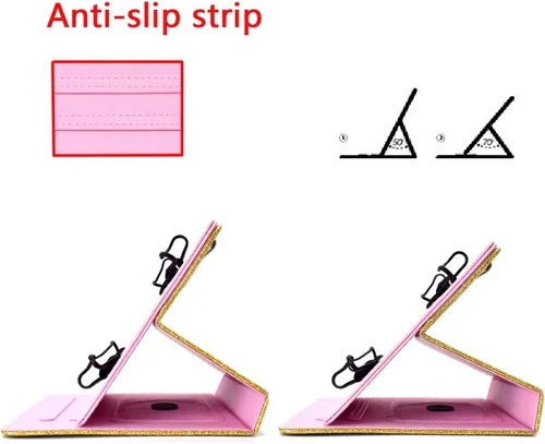 Vista 3 de Funda universal para tablet de 6.5 a 7.5 pulgadas, de piel sintética, funda protectora con ranuras para tarjetas y soporte para lápiz capacitivo