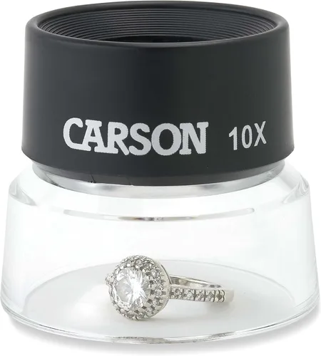 Vista 3 de Carson LumiLoupe 10X Power Stand Lupa (LL-10), negro/transparente Loupe Magnifier for Precision Work, Crafts, & Hobbies - for fine details, coins