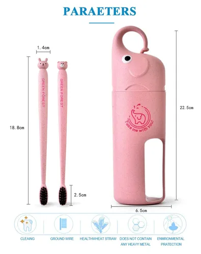 Vista 2 de Lindo elefante de bambú Charoalco cepillo de dientes con taza para niños