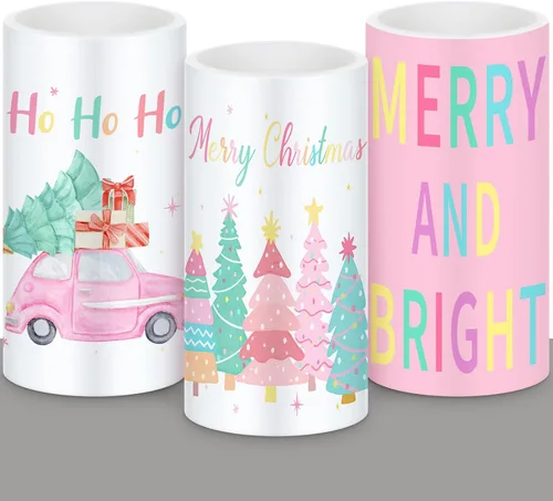 Vista 8 de Retisee 3 piezas de velas de Navidad sin llama estilo granja con control remoto, velas LED operadas a batería estilo rústico, decoración de Navidad