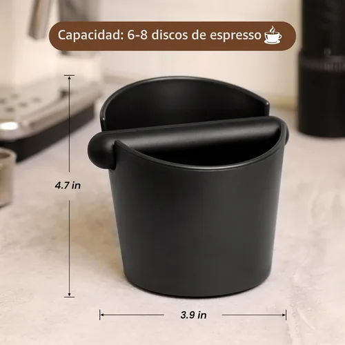 Vista 3 de VEVOK CHEF Espresso Knock Box - Caja de café para café expreso, cubo de café molido con barra extraíble y base antideslizante