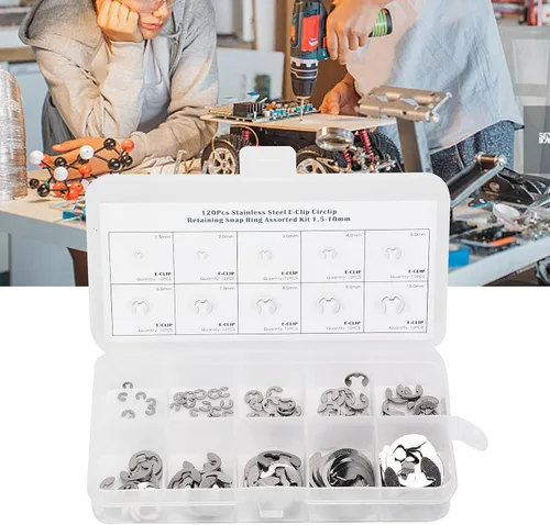 Vista 2 de Gaeirt Arandela de clip E, anillos de presión E Clip E Clip Circlip Surtido Kit de acero inoxidable premium para ejes y otras piezas móviles