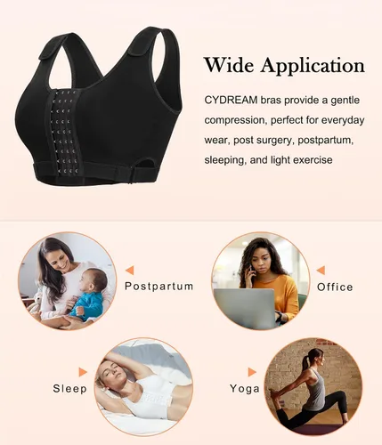 Vista 6 de CYDREAM Sujetador de compresión para uso diario con cierre frontal inalámbrico para mujer, con tirantes ajustables