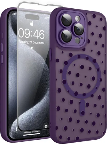 Vista 186 de Magnético para iPhone 13 con protector de pantalla [Compatible con MagSafe] Diseño de patrón floral de flores bonitas, funda delgada a prueba
