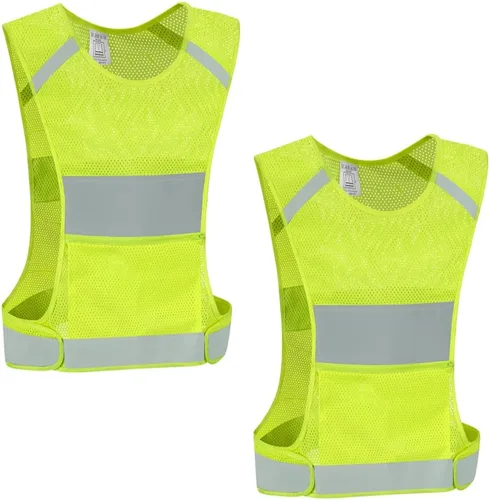 Vista 10 de Chaleco reflectante de seguridad para correr con bolsillo para correr, andar en bicicleta