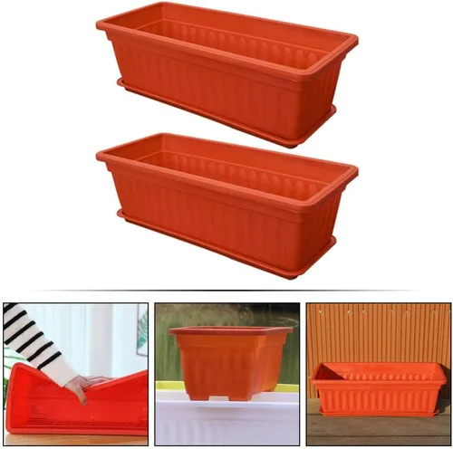 Vista 6 de DOITOOL Macetas rectangulares para plantas de interior, 2 unidades, macetas de ventana para patio, macetas para exteriores, rectangulares