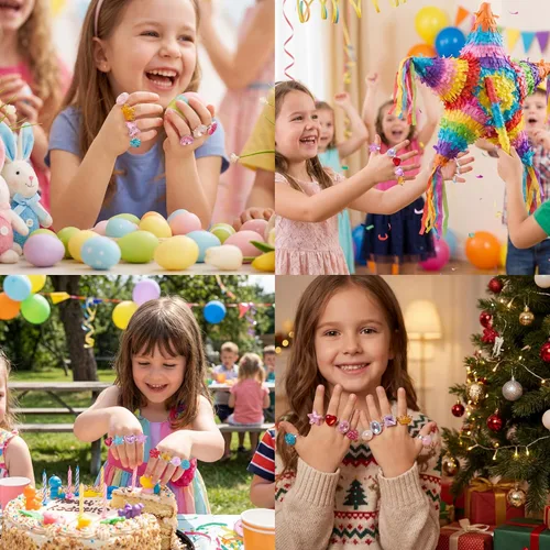 Vista 7 de PASEMM 24 anillos de joyería para niña, ajustables, sin duplicación, anillos de juego para niños en caja, anillos de juego de simulación y disfraces