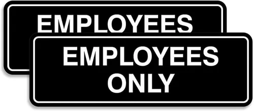 Vista 35 de Letrero estándar de solo empleados - Negro - Pequeño (1 paquete)