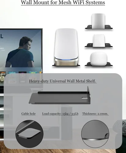 Vista 3 de Estante de montaje en pared para altavoces inteligentes compatible con Echo 4/5, Echo Show 5/8/10, Echo Studio, Pop, Homepod, Sonos, estante