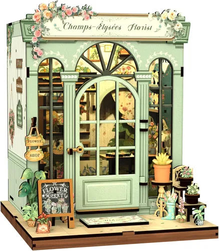 Vista 10 de Kit de Rincón de Libro - Kit de Casa de Muñecas en Miniatura DIY Scene para Adultos, Rompecabezas 3D de Estantería 255 Piezas, Modelo de Casa