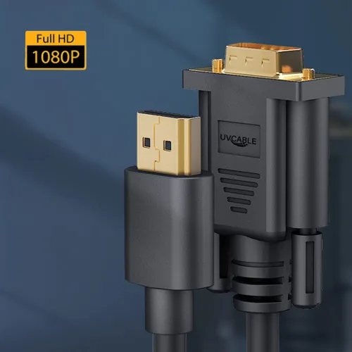 Vista 7 de Cable HDMI a VGA, paquete de 2 unidades, 3.3 pies chapado en oro para computadora HDMI a VGA para computadora, computadora de escritorio, laptop