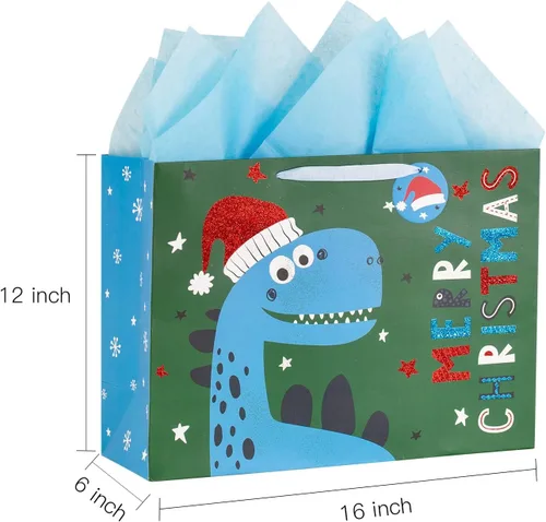 Vista 5 de Loveinside Bolsas de regalo de Navidad con tarjeta de felicitación, etiqueta de regalo y papel de seda para Navidad, vacaciones y fiestas, y más, 16