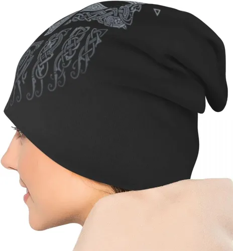 Vista 7 de Gorro de tatuaje de lobo vikingo para hombre, unisex, para parejas, mito nórdico, Odin Fenrir 3D, con estampado completo