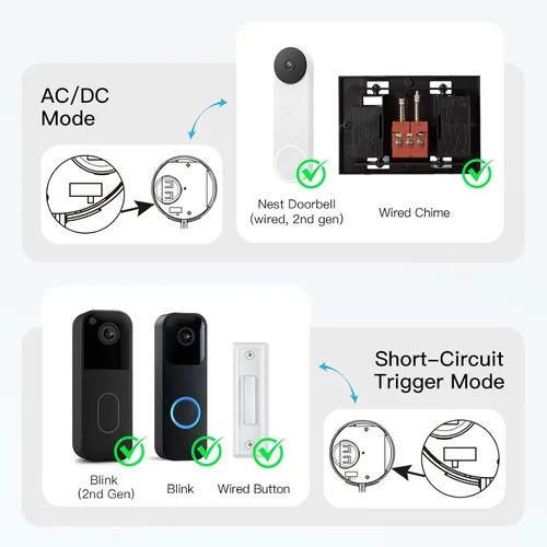 Vista 3 de Timbre inalámbrico compatible con timbre de video Blink (1ª y 2ª generación), kit extensor de timbre de video con elegante transmisor redondo