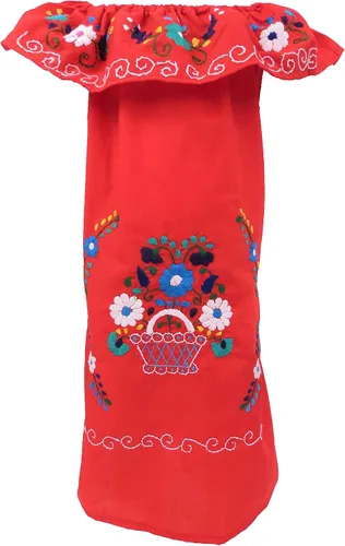 Vista 4 de Leos Imports Vestido tradicional mexicano Jocie bordado a mano, sin mangas, con volantes, vestido de fiesta para niñas, fabricado en México
