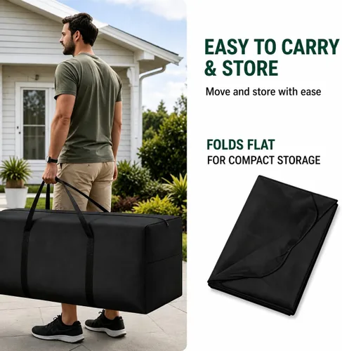 Vista 6 de Bolsa de almacenamiento para cojines 420D impermeable de 68 pulgadas de largo, rectangular, para exteriores, bolsa de almacenamiento para cojines