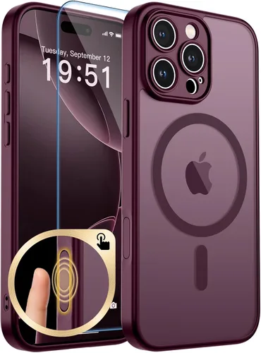 Vista 303 de zapica Funda magnética para iPhone Air, con protector de pantalla de vidrio templado, compatible con MagSafe, translúcida mate, a prueba de golpes