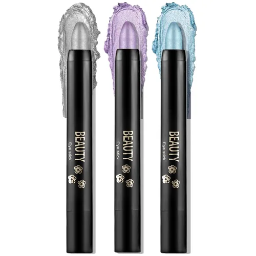 Vista 11 de Boobeen Sombra de ojos en barra impermeable con lápiz de sombra de ojos en crema brillante, kit de maquillaje de ojos con purpurina fácil de usar