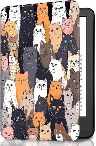 Vista 70 de Funda para Kindle básico de 6 pulgadas (11.ª generación), múltiples ángulos, piel sintética, delgada, con función de encendido y apagado automático