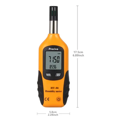 Vista 9 de Preciva Termohigrómetro digital psicómetro, mini medidor LCD de temperatura y humedad con punto de rocío y temperatura de bombilla húmeda