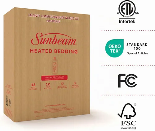 Vista 11 de [Usado] Sunbeam Electric Royal Luxe - Manta térmica de microfelpa de sherpa inversa, 12 ajustes de calor, apagado automático seleccionable de 12