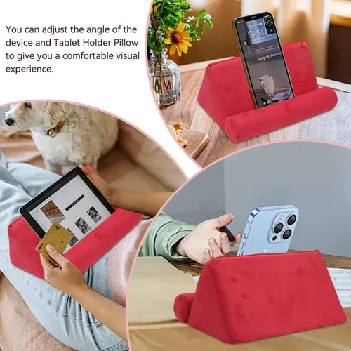 Vista 4 de Cyrank Soporte de almohada para tableta de múltiples ángulos, soporte suave para tableta, soporte para escritorio de regazo, cama, cómoda visión