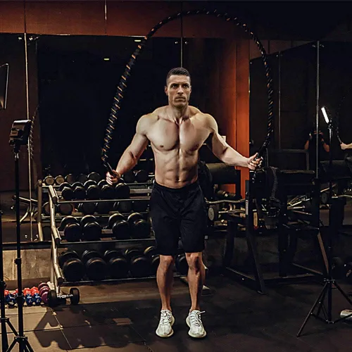 Vista 4 de Cuerdas de Salto Pesadas para Fitness 2LB/3LB/5LB, Cuerda de Salto Pesada para Adultos, Cuerda de Ejercicio para Hombres y Mujeres, Entrenamiento