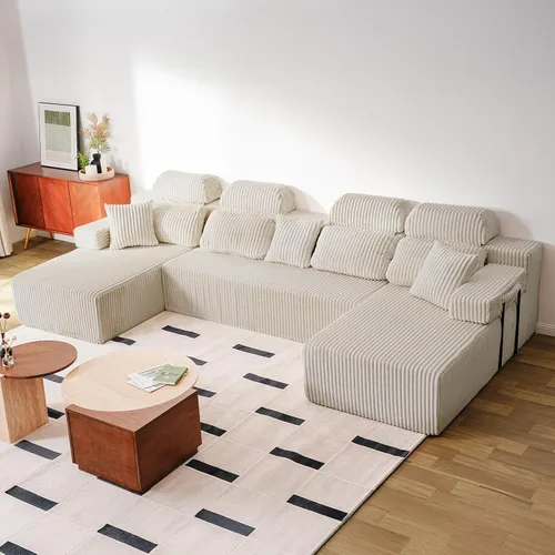 Vista 14 de Sofá modular Cloud de 105 pulgadas, sofá modular en forma de L con asiento profundo, sofás sin hueso para sala de estar y dormitorio, tapicería
