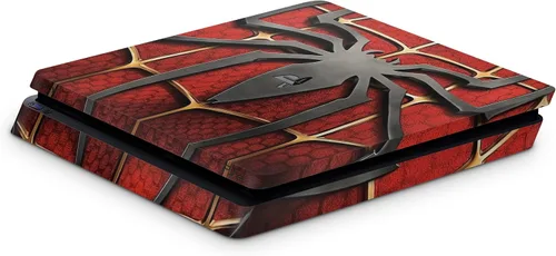Vista 3 de PS4 - Adhesivo vinal de Spiderman para consola delgada + 2 fundas para controladores