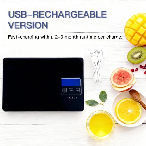 Vista 4 de Báscula de alimentos con recargable por USB, báscula digital de cocina con 6 unidades, alta precisión de capacidad de 11 libras, rango