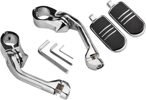Vista 7 de Estriberas de carretera en ángulo de 1.25 pulgadas de largo para motocicleta, reposapiés ajustables con abrazaderas kit de soportes compatible