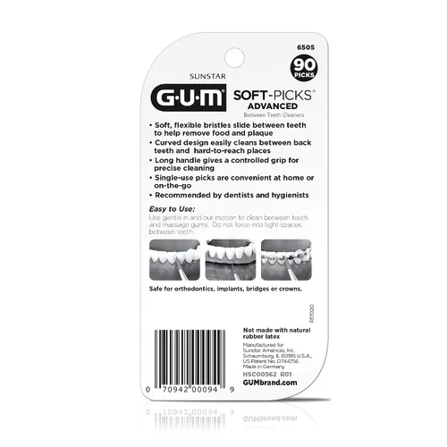 Vista 3 de GUM Soft-Picks Advanced, Palillos Dentales Fáciles de Usar para la Limpieza y Salud de los Dientes, Cepillos Interdentales Desechables