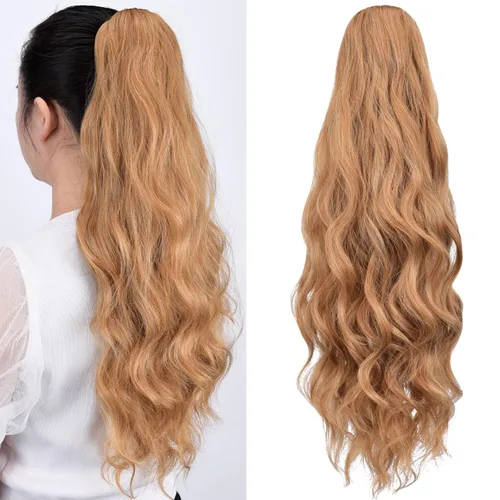 Vista 96 de Extensiones de cola de caballo, extensiones de cabello de cola de caballo con clip de garra marrón oscuro para mujer, pieza de cabello rizado