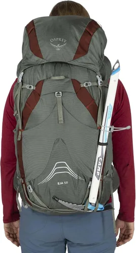 Vista 8 de Osprey Eja 58L Mochila de mochilero ultraligera para mujer, color morado oscuro, WM/L