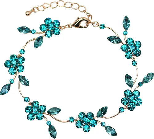 Vista 26 de Faship - Juego de collar y aretes con cristales de imitación florales AB
